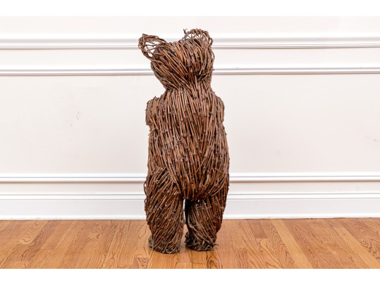 Playful Three Foot Wicker Teddy Bear