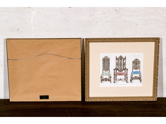 Two Gilt Framed Prints Of Antique Chairs