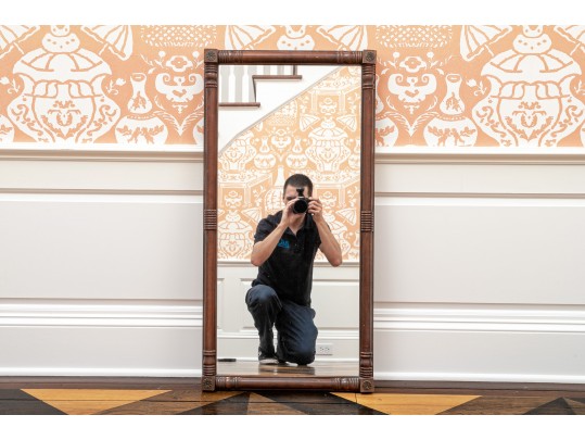 Vintage Hitchcock Style Dark Stained Maple Mirror