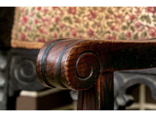 Antique Carved Oak Hall Chair 