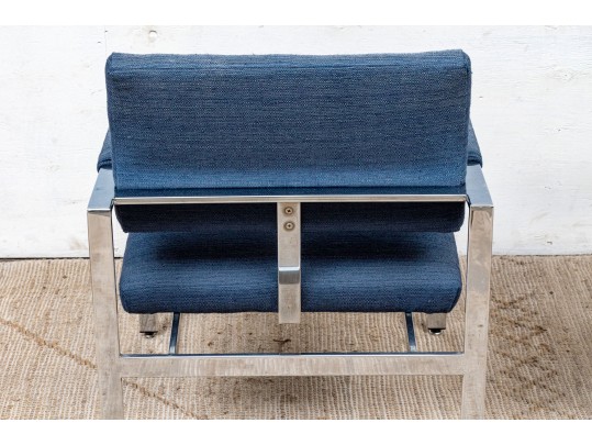 Pair Of Chrome Framed Upholstered Armchairs