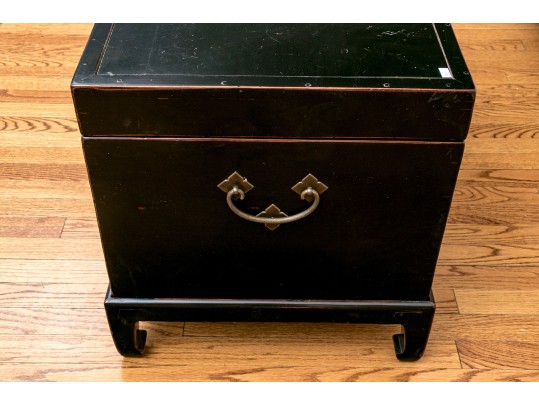 Chinese Black Lacquered Chest On Stand
