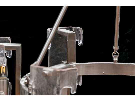 6 Light Chandelier Nickel And Glass