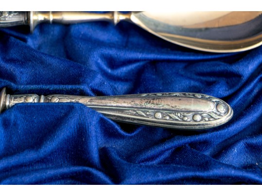 Two Sets Of 800 Silver Handled Serving Pieces, 8 In All, Boxed