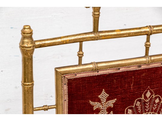 Fine Antique Embroidered Fire Screen 