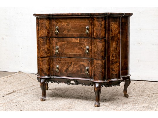 Vintage Italian Highly Figured Olive Wood Chest Of Drawers