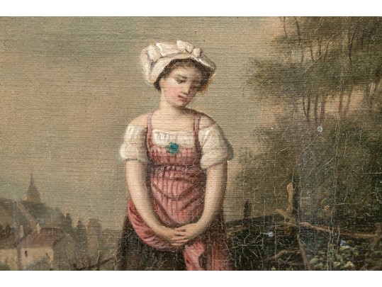 19th Century Oil On Canvas, Genre Scene With House Maid