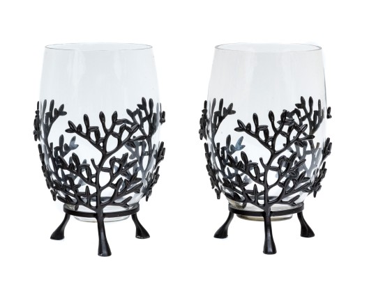 Pair Of Decorative Large Scale Pillar Candle Holders
