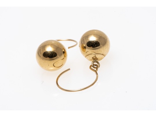 Stylish 14K High Polished Bead Earrings