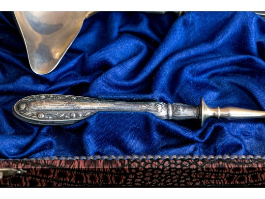Two Sets Of 800 Silver Handled Serving Pieces, 8 In All, Boxed