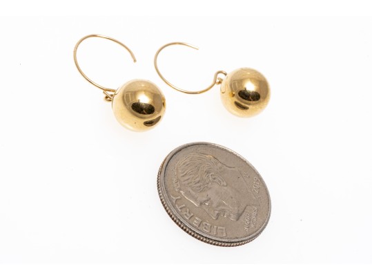 Stylish 14K High Polished Bead Earrings