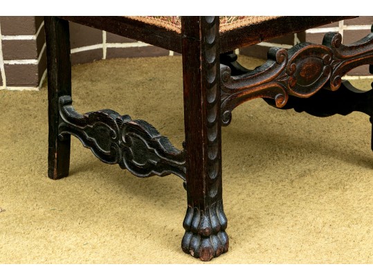 Antique Carved Oak Hall Chair 