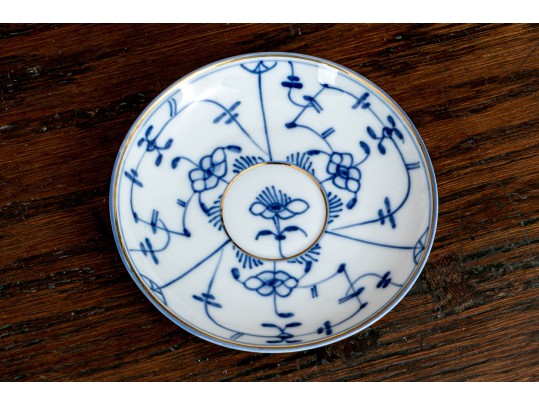 Vintage Continental Blue And White Porcelain Demitasse Set
