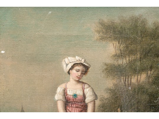 19th Century Oil On Canvas, Genre Scene With House Maid
