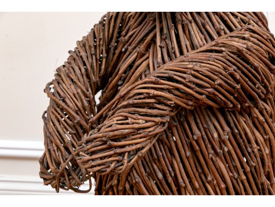 Playful Three Foot Wicker Teddy Bear