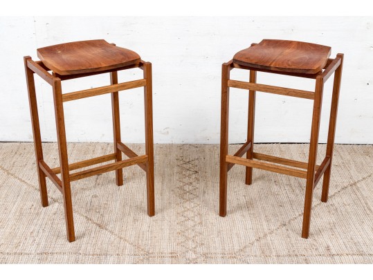 Pair Of Quentin Kelly For Infusion Furniture, Boston Wooden Counter Stools 