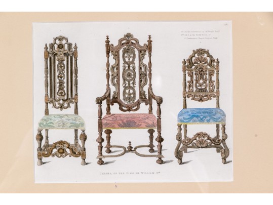 Two Gilt Framed Prints Of Antique Chairs