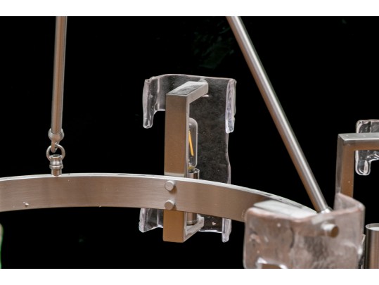 6 Light Chandelier Nickel And Glass