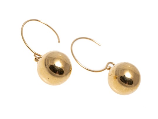 Stylish 14K High Polished Bead Earrings