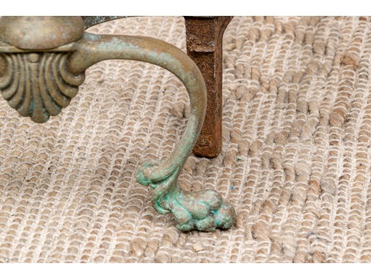 Pair Of Antique Brass Andirons