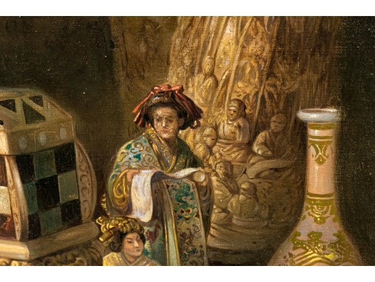 Ludwig Augustin (Austria, 1882- 1960) Antique Oil On Canvas, Still Life With Orientalia