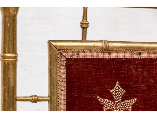 Fine Antique Embroidered Fire Screen 