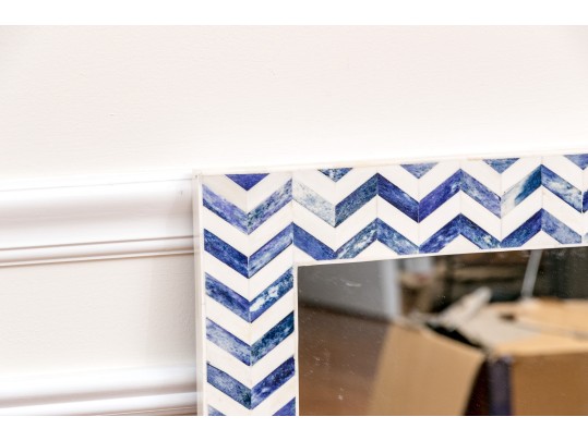 Chic Indigo Chevron Wall Mirror
