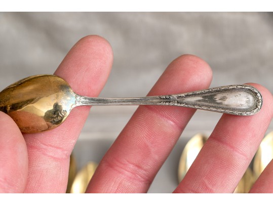 12 Antique German 800 Silver Demitasse Spoons, Boxed    4.105 Troy Ozs. 
