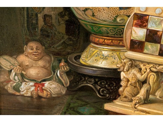 Ludwig Augustin (Austria, 1882- 1960) Antique Oil On Canvas, Still Life With Orientalia