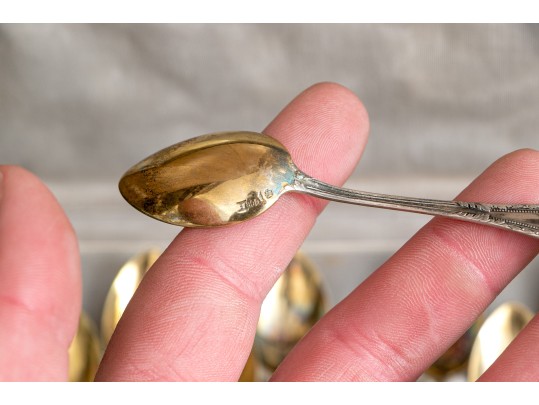 12 Antique German 800 Silver Demitasse Spoons, Boxed    4.105 Troy Ozs. 