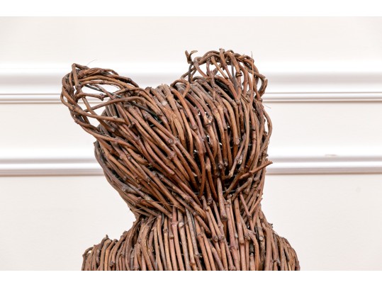 Playful Three Foot Wicker Teddy Bear