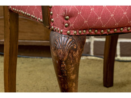 Pair Of Antique Queen Anne Style Fruitwood Armchairs