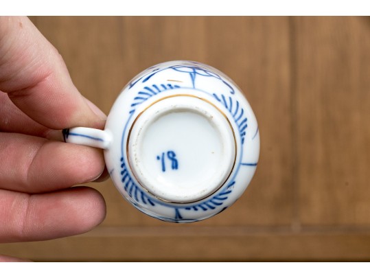Vintage Continental Blue And White Porcelain Demitasse Set