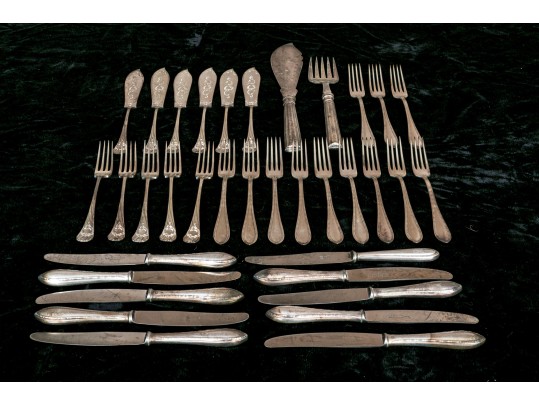 Two Partial Sets Of Quality Continental Silverplate Complementary Flatware