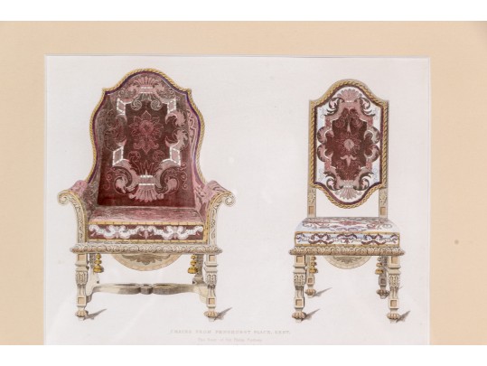 Two Gilt Framed Prints Of Antique Chairs