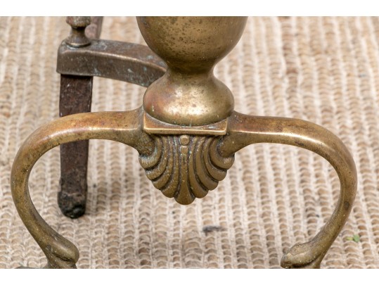 Pair Of Antique Brass Andirons