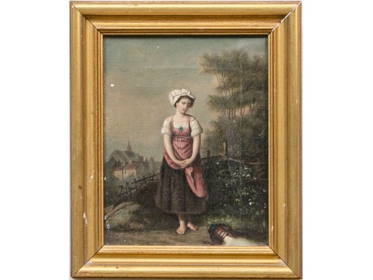 19th Century Oil On Canvas, Genre Scene With House Maid