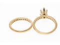 Sterling Vermeil CZ Engagement Ring And Wedding Band Set, Size 7