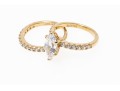 Sterling Vermeil CZ Engagement Ring And Wedding Band Set, Size 7