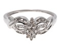 Ornate 10K White Gold Diamond Ring, Size 6.75