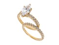 Sterling Vermeil CZ Engagement Ring And Wedding Band Set, Size 7
