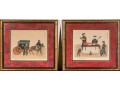 Pair Of Antique French Hand Colored Etchings, Chinese Genre Scenes With Figures