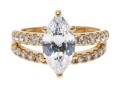 Sterling Vermeil CZ Engagement Ring And Wedding Band Set, Size 7
