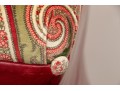 Pair Of Ottomans In Red Leather And Velveteen