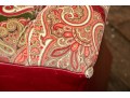 Pair Of Ottomans In Red Leather And Velveteen