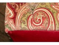 Pair Of Ottomans In Red Leather And Velveteen