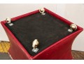 Pair Of Ottomans In Red Leather And Velveteen