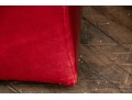 Pair Of Ottomans In Red Leather And Velveteen