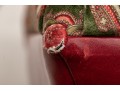 Pair Of Ottomans In Red Leather And Velveteen