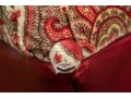 Pair Of Ottomans In Red Leather And Velveteen